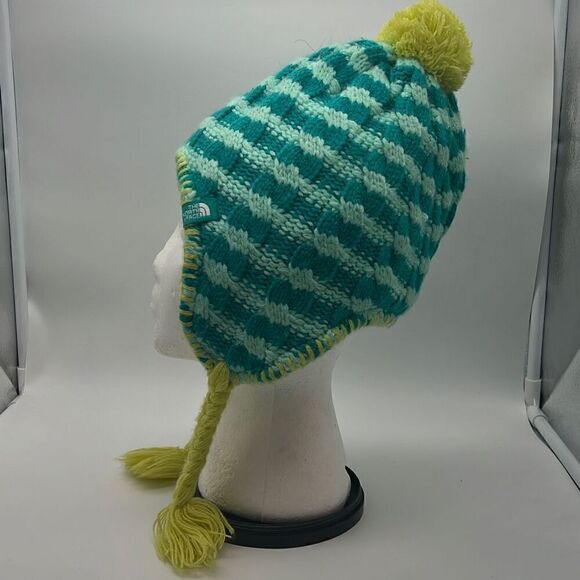 The North Face Girl's Fuzzy Earflap Beanie‎ Kokomo Green Medium - Picture 2 of 5